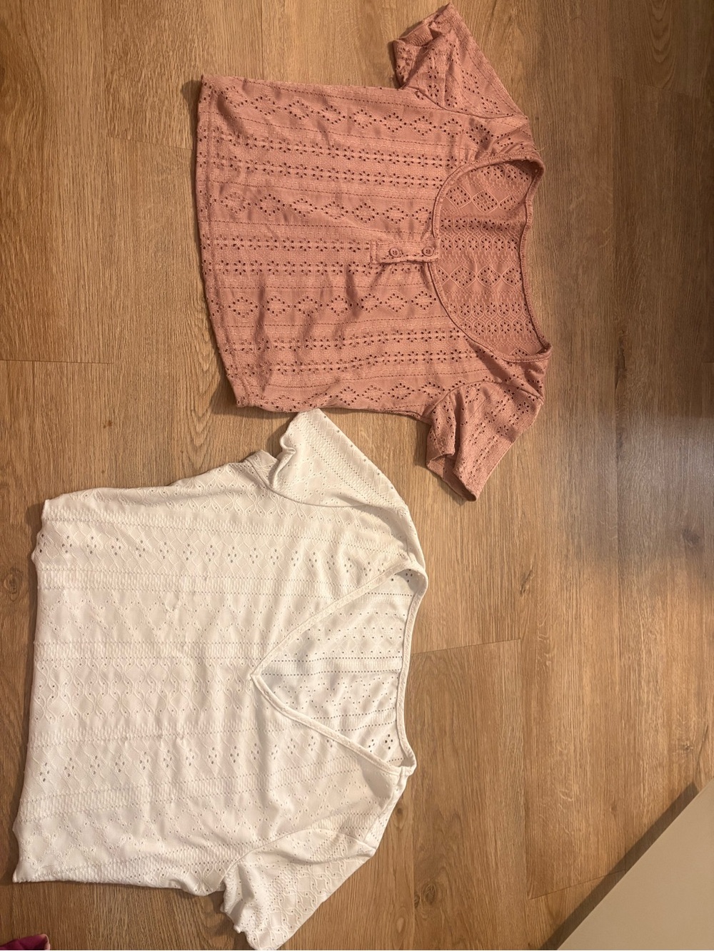 Lot of two* SHEIN Knit Short Sleeve Crop Tops - Pink & White